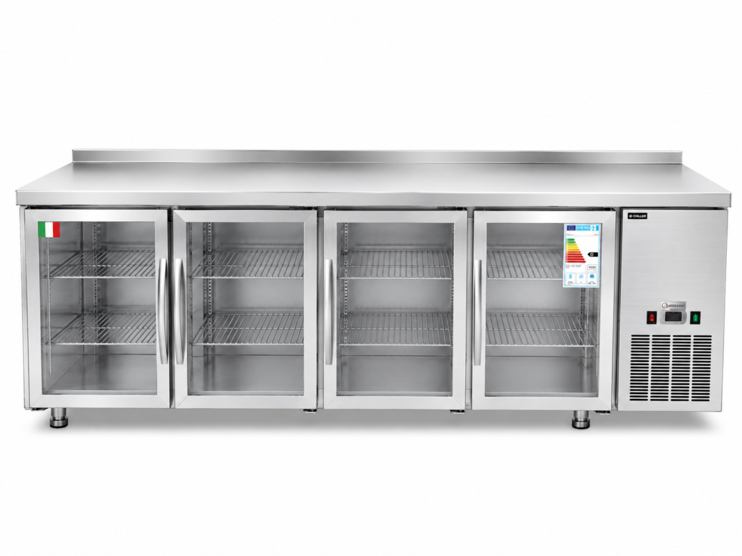 6 errores comunes al usar un mostrador de frío y cómo evitarlos 3 Bajos Mostrador Refrigerado con Puertas de Vidrio 4 puertas 2250x600x850mm
