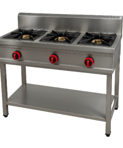 Cocina a gas de 3 fuegos con soporte GBR-3/C