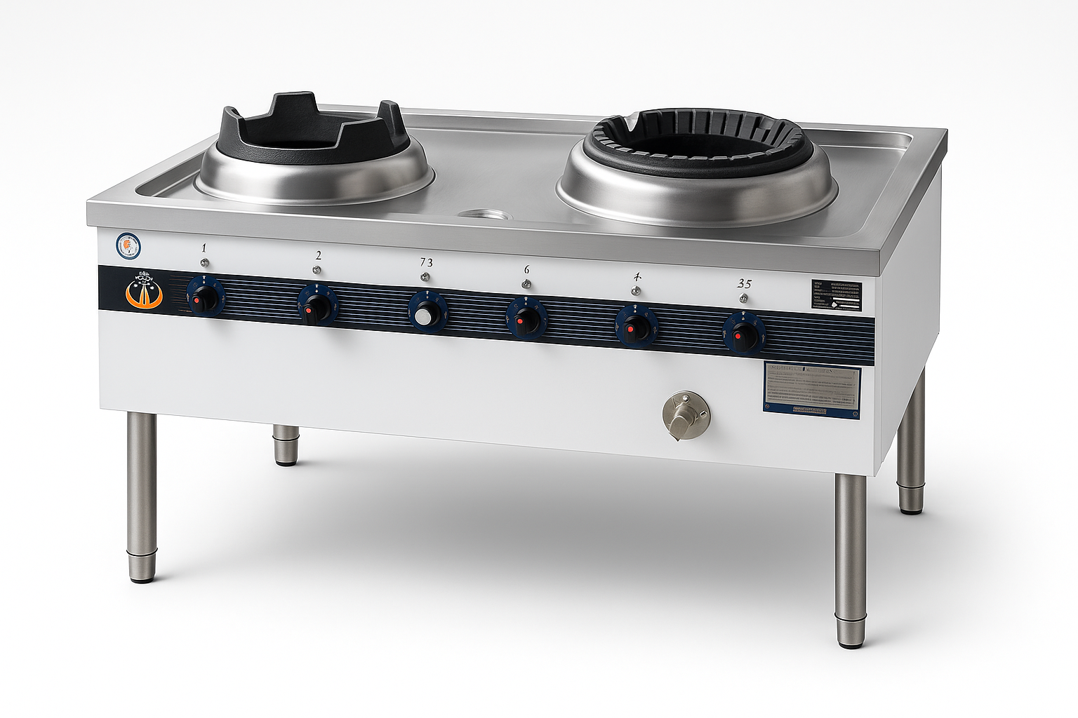 Wok con 2 fuegos a gas sobre soporte - 1000x760x850 mm - 52 Kw 1 Wok con 2 fuegos a gas sobre soporte - 1000x760x850 mm - 52 Kw
