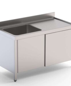 Fregadero Acero Inoxidable 1 ecurridor a la  derecha Fondo 600 Con Puertas Correderas 1200x600x850h mm