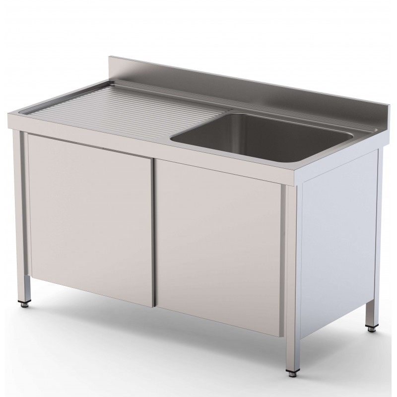 Fregadero Acero Inoxidable 1 escurridor izquierda Fondo 600 Con Puertas Correderas 1200x600x850h mm 1 Fregadero Acero Inoxidable 1 escurridor izquierda Fondo 600 Con Puertas Correderas 1200x600x850h mm