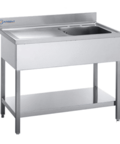 Fregadero inox de 1000x600x850mm con estante y escurridor a la izquierta – 1 Cubeta