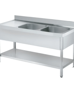 Fregadero inox de 1400x600x850 con escurridor a la izquierta – 2 Cubetas