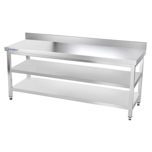Mesa de trabajo con peto estante 2 baldas 1 Mesa de trabajo con peto estante 2 baldas