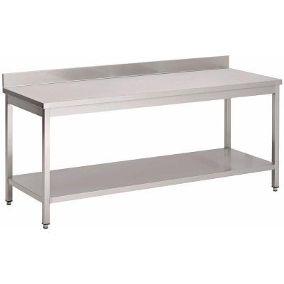 Mesa mural con estante inox fondo 90 - largo de 60 a 200 cm 1 Mesa mural con estante inox fondo 90 - largo de 60 a 200 cm