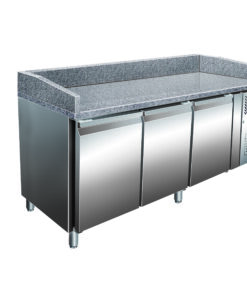 Mesa refrigelada 3 Puertas Preparación Pizzas con Encimera de Granito de 2025 x800 x1000h mm  PZ3600TN