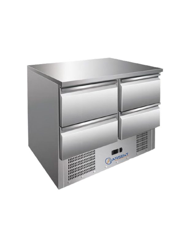 ¿Cómo organizar una cocina industrial pequeña para duplicar su eficiencia? 3 Mesa refrigerada 4 cajones S901-4D