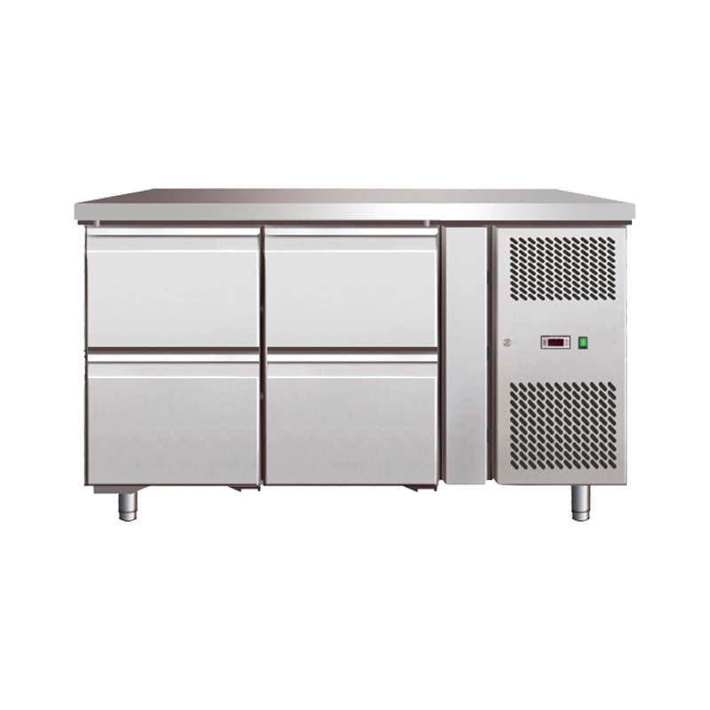 Mesa snack refrigerada 4 cajones de 1360x700x860mm GN2140TN 1 Mesa snack refrigerada 4 cajones de 1360x700x860mm GN2140TN