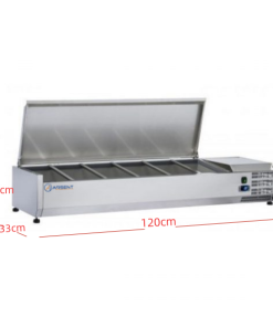 Alternative view of Vitrina Fria de Ingredientes 5 VRX1200S/SLID con tapa de acero inoxidable