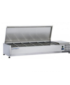 Vitrina Fria de Ingredientes 5 VRX1200S/SLID con tapa de acero inoxidable