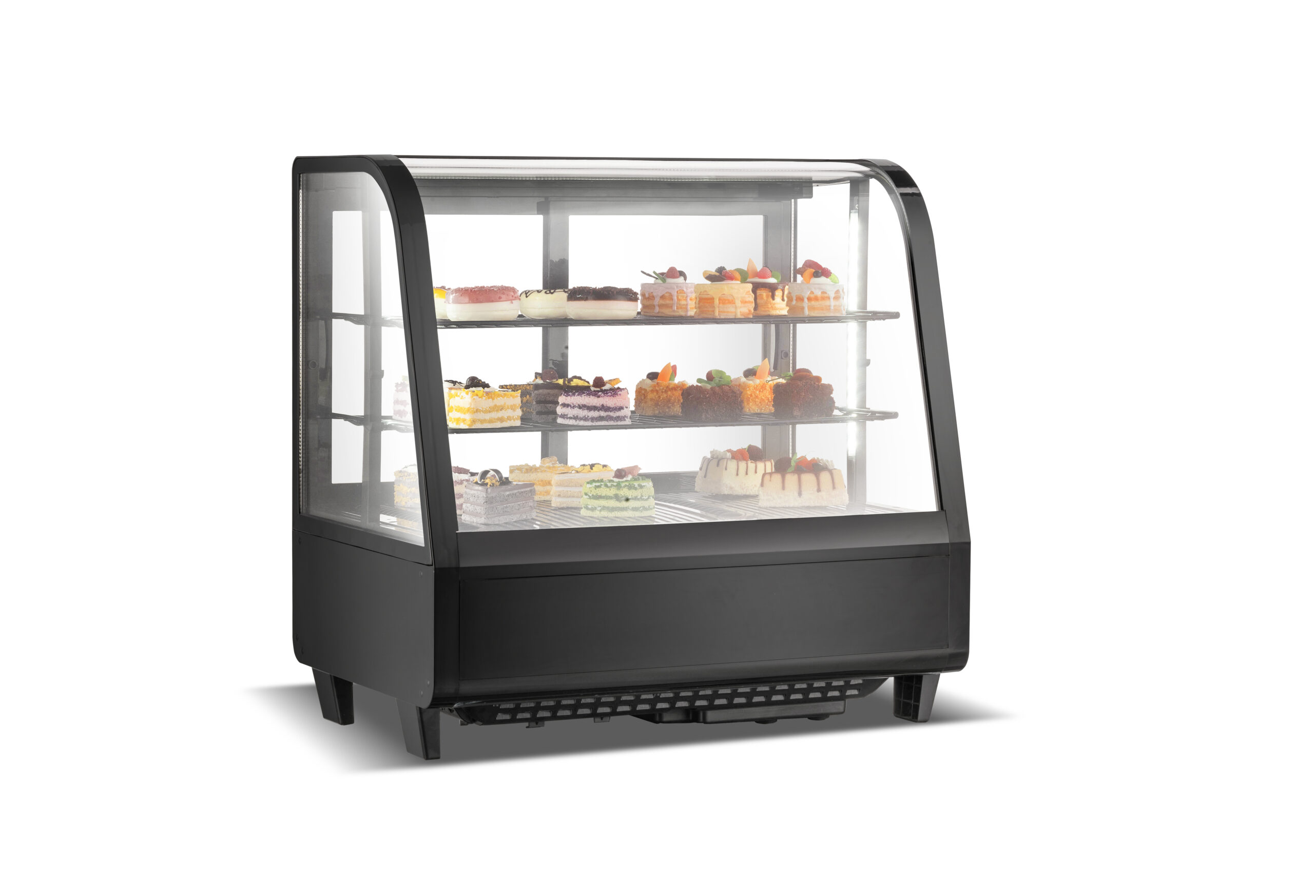 Vitrina Pastelera Expositora Refrigerada de Sobremesa 2 Estantes con 2 Puertas Correderas Negra 100 Litros Ventilada Cleiton 682x450x675 mm CW-100 1 Vitrina Pastelera Expositora Refrigerada de Sobremesa 2 Estantes con 2 Puertas Correderas Negra 100 Litros Ventilada Cleiton 682x450x675 mm CW-100